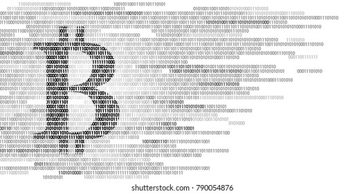 Bitcoin digital cryptocurrency sign binary code number. Big data information mining technology. White monochrome glowing abstract web internet electronic payment vector illustration