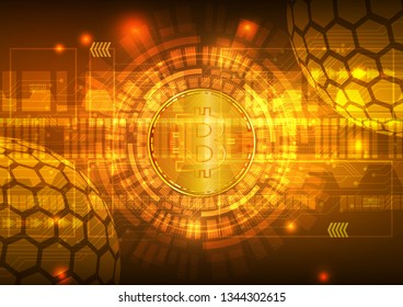 Bitcoin Digital Currency with Circuit Abstract Vector Background for Technology Business and Online Marketing Concept