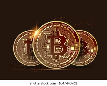 Bitcoin. Digital currency. Cryptocurrency. Golden coin with bitcoin symbol isolated on white background.