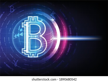bitcoin digital currency, futuristic digital money, technology worldwide network concept, vector illustration