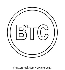 Moneda digital de bitcoin en el icono vector de contorno