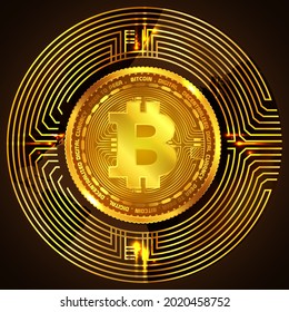 Bitcoin digital currency symbol icon digital lines arts vector design
