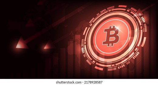 Bitcoin digital down trade on graph background copy space cryptocurrency technology concept