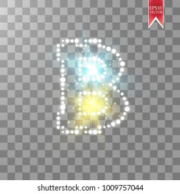 Bitcoin. Digital money. Concept design of cryptocurrency. Sign bitcoin on transparent background with particles energy. Vector illustration. EPS 10.