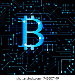 Bitcoin digital money crypto currency background, vector illustration