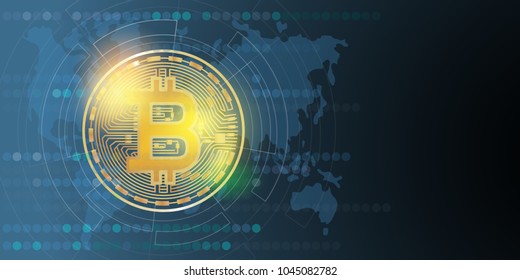 Bitcoin digital money, cryptocurrency system and mining pool. Flat design vector can bu use for business and finance web banners, poster, flyer, brochure template 