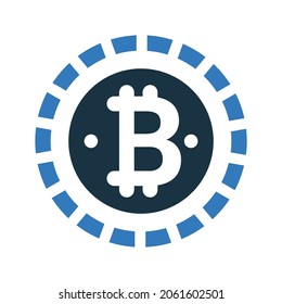 Bitcoin, digital, money icon. Simple editable vector design isolated on a white background.