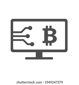 bitcoin digital money silhouette vector icon isolated on white. bitcoin digital money icon for web, mobile apps, ui design and print