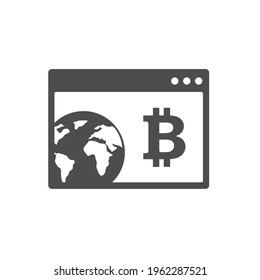 bitcoin digital money silhouette vector icon isolated on white. bitcoin cryptocurrency icon for web, mobile apps, ui design and print