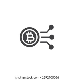 Bitcoin digital money vector icon. filled flat sign for mobile concept and web design. Cryptocurrency, blockchain network glyph icon. Symbol, logo illustration. Vector graphics