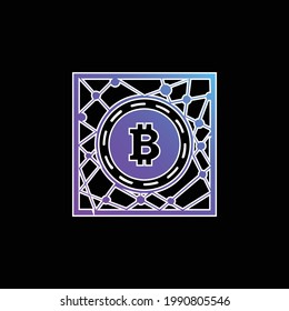 Bitcoin Digital Network Symbol blue gradient vector icon