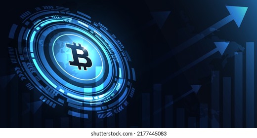 Bitcoin digital on graph background copy space cryptocurrency technology concept