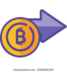 A Bitcoin digital transaction icon representing financial transfers and cryptocurrency payments