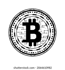 Bitcoin digital vector illustration on a white background. Cryptocurrency low poly design