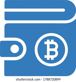 Bitcoin, digital wallet icon / blue color