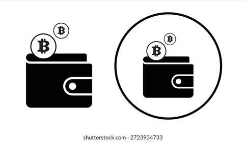 Bitcoin ícone de carteira digital. Bitcoin ícone de carteira digital para web design, isolado no fundo branco. ilustração vetorial