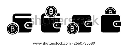 Bitcoin digital wallet set icon, vector illustration