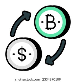 Bitcoin-Dollar-Konzept, Devisenwechsel