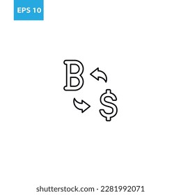 Bitcoin and dollar convertion line icon Vector illustration
