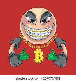 Bitcoin and dollar cryptocurrency mascot character design