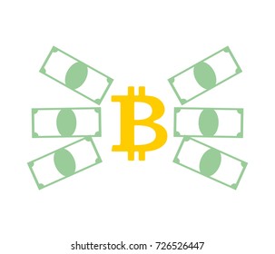 Bitcoin and dollar exchange business icon. Cryptocurrency and money. Vector illustration
