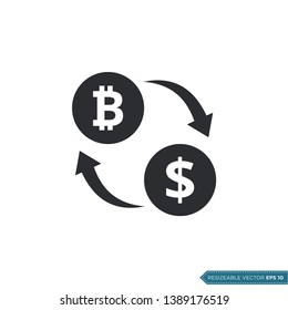 Bitcoin To Dollar Exchange Currency Icon Vector Template