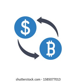 Bitcoin Dollar Exchange Icon in Blue Gray Color