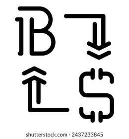 Bitcoin dollar exchange icon outline vector. Online transaction. Digital currency platform