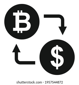 Bitcoin dollar exchange icon. Simple illustration of Bitcoin dollar exchange vector icon for web design isolated on white background