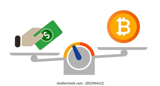 Bitcoin und Dollar-Wechselkurs vergleichen Wertskala kryptographische Währungsmessung