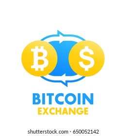 Bitcoin to dollar exchange vector illustration