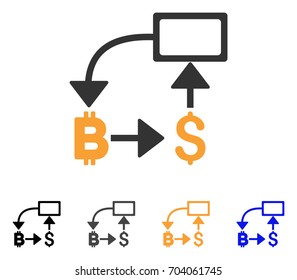 Bitcoin Dollar Flow Chart icon. Vector illustration style is flat iconic symbol with black, gray, orange, blue color variants. Designed for web and software interfaces.