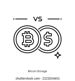 bitcoin to dollar icon. Outline style icon design isolated on white background