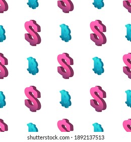 Bitcoin and dollar icon seamless pattern. Endless background for websites and applications. Vector image