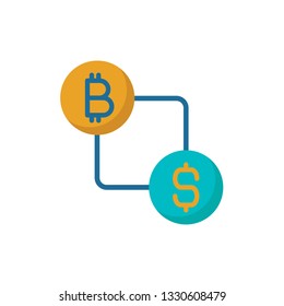 bitcoin to dollar icon vector design flat style