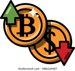 Valor de mercado en dólares de bitcoin, activo digital, criptodivisa, gráfico,