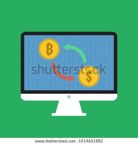 Bitcoin Dollar Online Exchange Vector Illustration Stock Vector - 