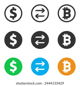 Bitcoin dollar swap icon. Vector illustration.