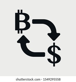 Bitcoin and dollar symbols. Concept of global trade