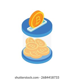 Ilustración vectorial isométrica de donación de Bitcoin 