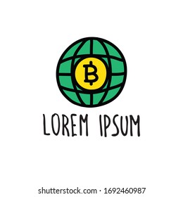 Bitcoin-Doodsymbol, Vektorillustration