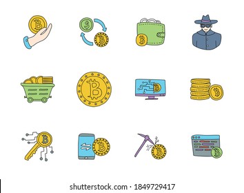 bitcoin doodles isolated on white. bitcoin icon set for web design, user interface, mobile apps and print