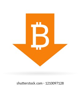 Bitcoin down arrow icon