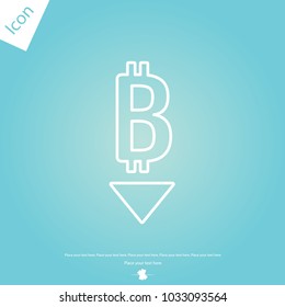 Bitcoin down arrow line icon