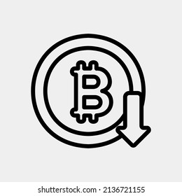 Bitcoin down icon in line style about currency, use for website mobile app presentation