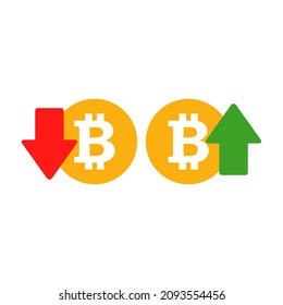 Bitcoin Up And Down Icon. Vector Illustration