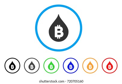 Bitcoin Drop rounded icon. Style is a flat bitcoin drop grey symbol inside light blue circle with black, gray, green, blue, red, orange versions. Vector designed for web and software interfaces.