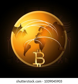 bitcoin and earth planet design 