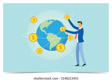 Bitcoin economy around the world, Vector illustration design
