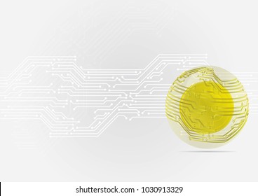 The bitcoin with electronic circuit board and global as concept of global Cryptocurrency, Global Cryptocurrency of business and technology concept, Eps 10 vector